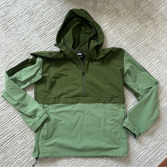 REI Other - REI CO-OP Trailmade SOFTSHELL ANORAK Green Hooded Windbreaker Small men’s S